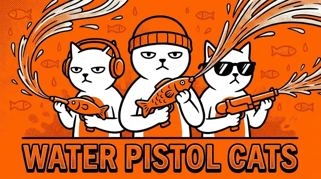 Gatti con pistole ad acqua